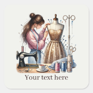 Sticker Carré Amoureux de couture mignons ajoutent du texte
