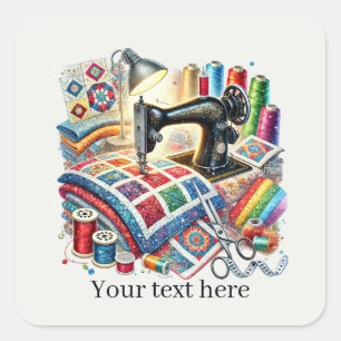 Sticker Carré Amoureux de couture mignons ajoutez du texte 