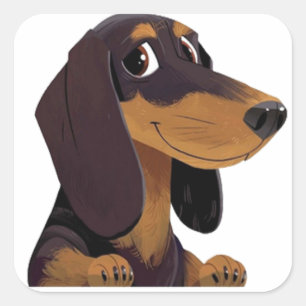 Sticker Carré Amoureux de Dachshund