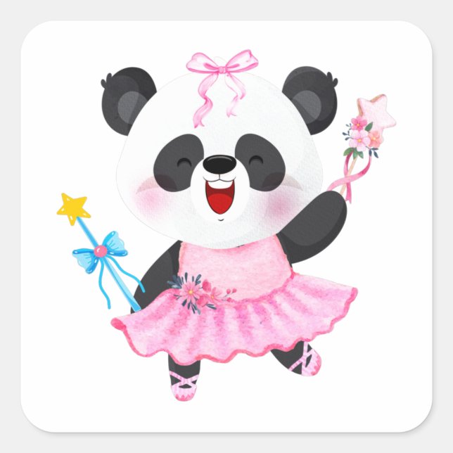 Sticker Carré Amoureux des animaux Panda Ballerina (Devant)