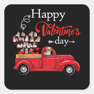 Sticker Carré Amoureux des chiens Happliquer Valentine Day Shi