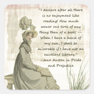 Sticker Carré Amoureux des livres de Jane Austen