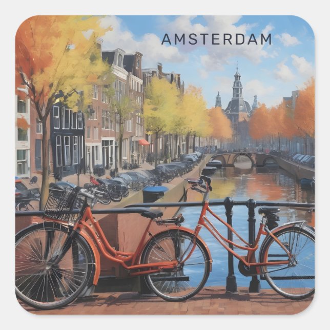 Sticker Carré Amsterdam de texte personnalisé (Devant)