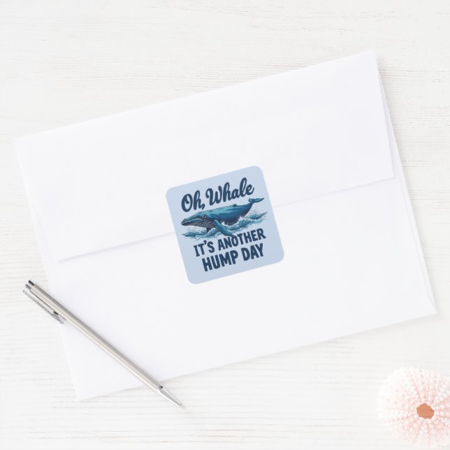 Sticker Carré Amusant jeu de baleines "Oh Whale" Conception de l (Enveloppe)