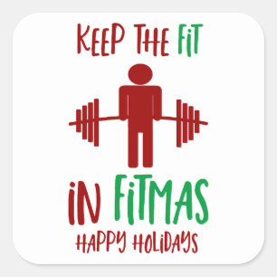 Sticker Carré Amusant Joyeux Noël Fitmas Pun Trainer