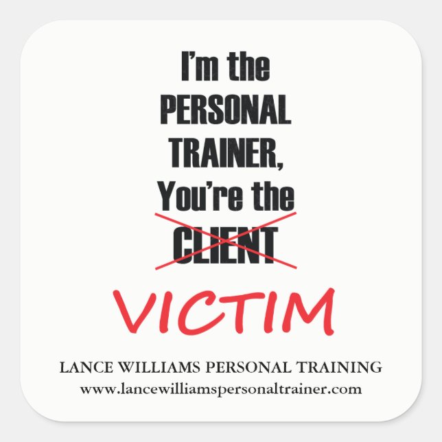 Sticker Carré Amusant Personal Trainer Fitness Gym Business (Devant)