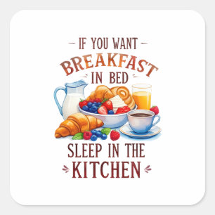Sticker Carré Amusant Petit Déjeuner Conception de nourriture