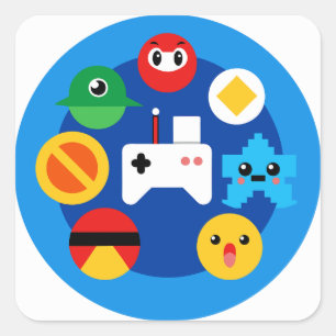 Sticker Carré Amusant Retro Arcade