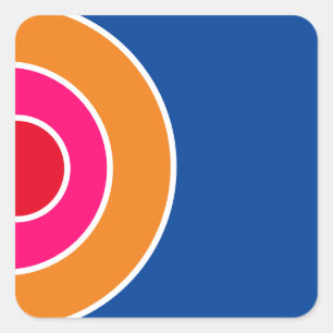 Sticker Carré Amusant Rouge Rose Orange Bleu Profond Art Concent