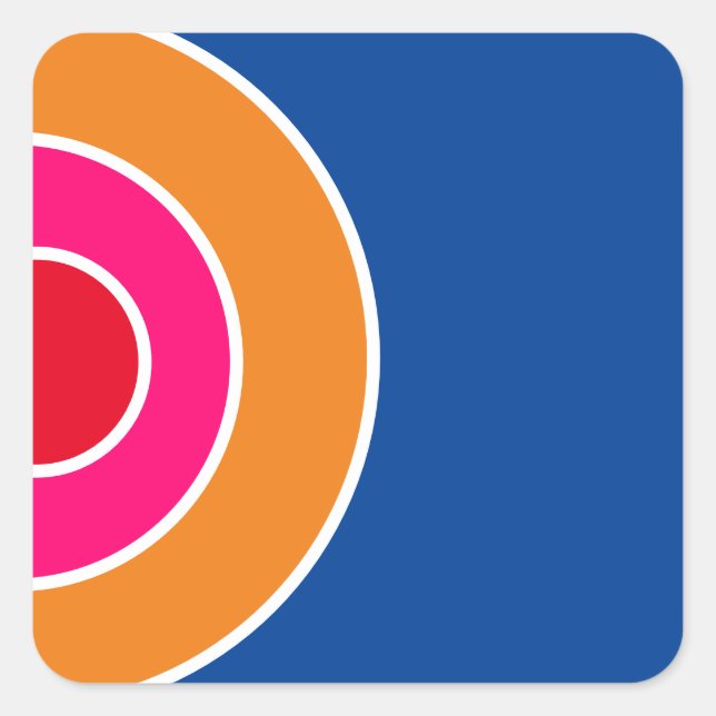 Sticker Carré Amusant Rouge Rose Orange Bleu Profond Art Concent (Devant)