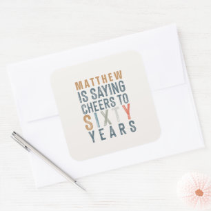 Sticker Carré Amusants et colorés applaudissements à soixante 60