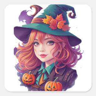 Sticker Carré Amusement effrayant d'Halloween