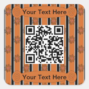 Sticker Carré Amusement et fantaisie Halloween Spider Web QR Cod