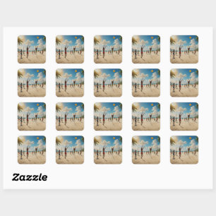 Sticker Carré Amusez-Vous Dans La Peinture À L'Huile De Volley-B