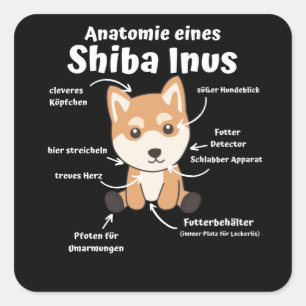Sticker Carré Anatomie D'Un Chien Doux Shiba Inus Chien Chien Ch