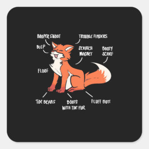Sticker Carré Anatomie D'Un Renard