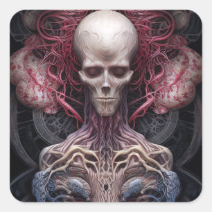 Sticker Carré Anatomie Surréelle Horreur Sci-Fi Art