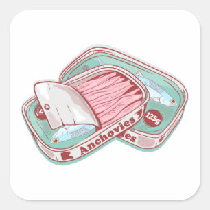 Sticker Carré Anchois dans une boîte de conserve