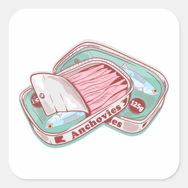 Sticker Carré Anchois dans une boîte de conserve (Devant)