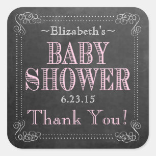 Sticker Carré Ancien Baby shower de typographie de mode
