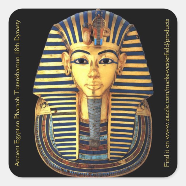 Sticker Carré Ancien pharaon égyptien Toutankhamon 18e dynastie (Devant)