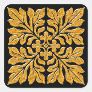 Sticker Carré Ancien tuile anglaise brillant or brillant