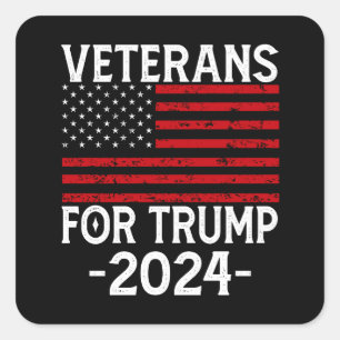 Sticker Carré Anciens combattants pour Trump 2024 Pro Trump