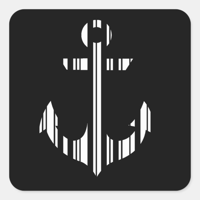 Sticker Carré ANCRE BAR CODE Bateau Code-barre Motif Conception (Devant)