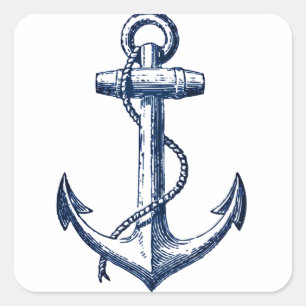 Sticker Carré Ancre de bleu marine