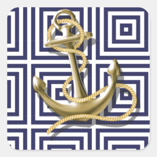Sticker Carré Ancre nautique de très bon goût de motif grec de