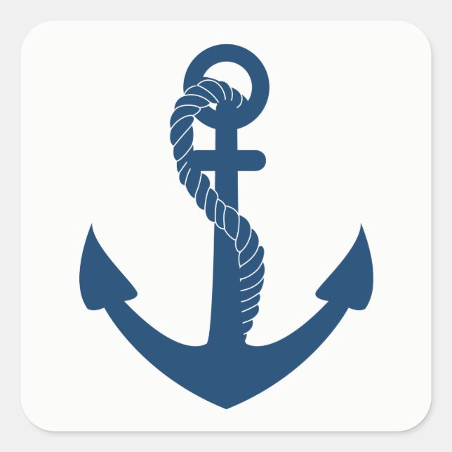 Sticker Carré Ancre nautique Marine Blue Sailor Beach Mariage (Devant)