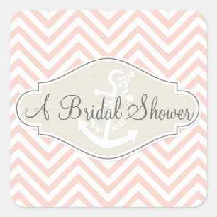 Sticker Carré Ancre nautique moderne Preppy Chevron Stripe