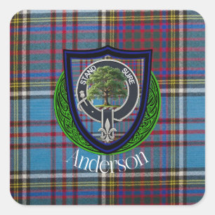 Sticker Carré Anderson Scottish Clan Tartan et Crest