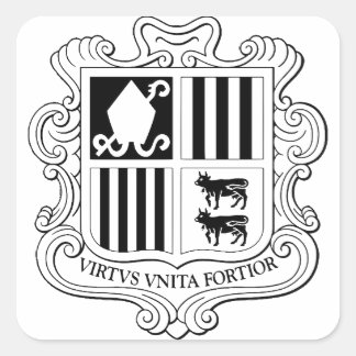 Sticker Carré Andorra National Coat of Arms Graphic Art