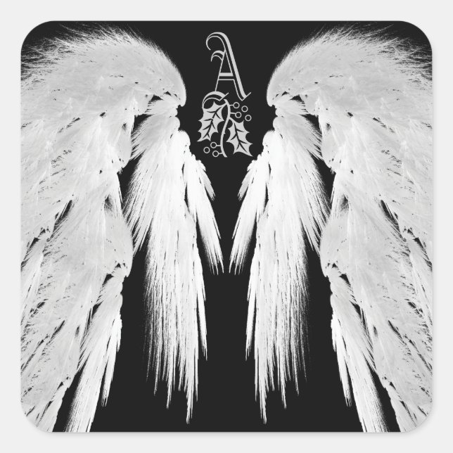 Sticker Carré ANGE AILES Black Céleste Holly Monogramme (Devant)