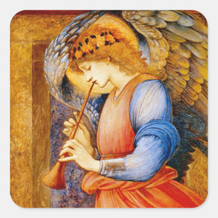 Sticker Carré Ange avec une trompette