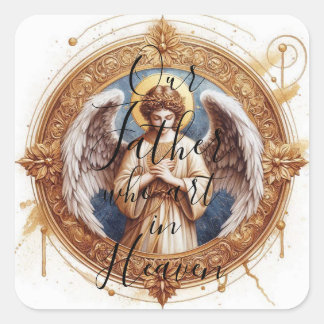 Sticker Carré Ange de prière - Notre Père