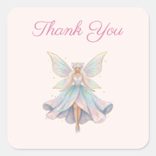 Sticker Carré Ange Magique Fée Couleurs Pastel Merci