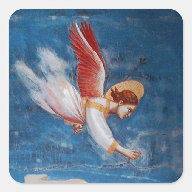 STICKER CARRÉ ANGE VOLANT DANS LE CIEL BLEU, FÊTE DE VACANCES DE (Devant)