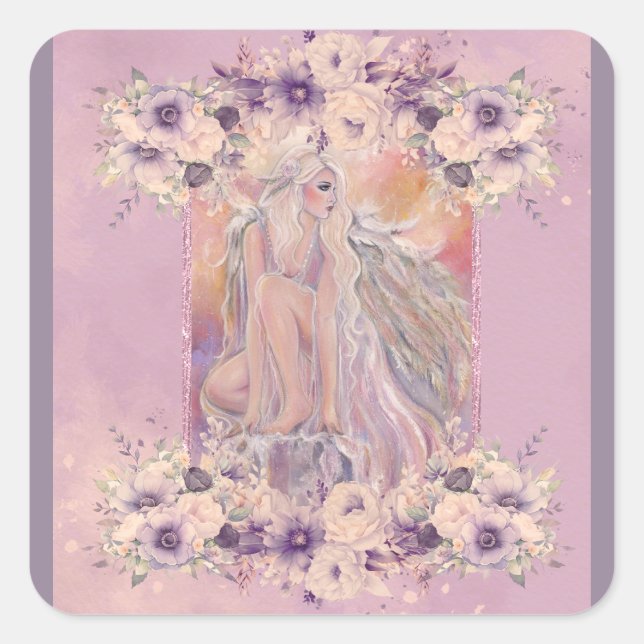 Sticker Carré Angel au soleil du matin par Renee Lavoie (Devant)