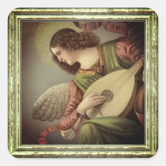 Sticker Carré Angel Avec Mandoline (Devant)