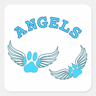 Sticker Carré Angel Pis Animaux En Bleu