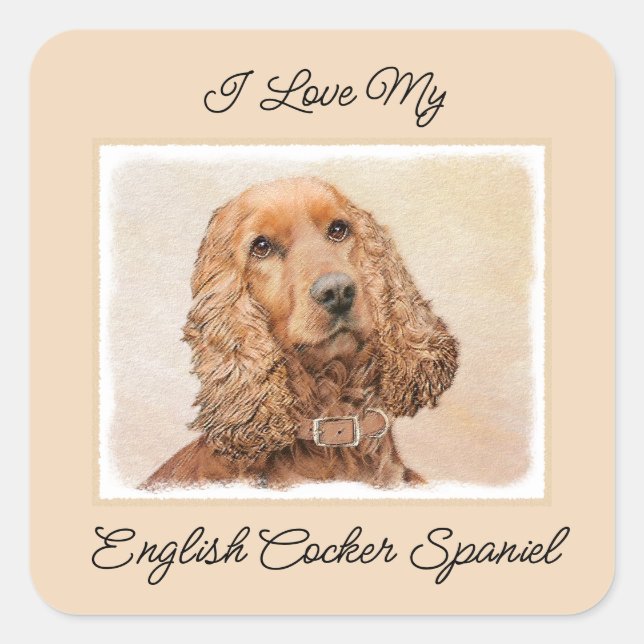 Sticker Carré Anglais Cocker Peinture Espagnole - Art Chien orig (Devant)