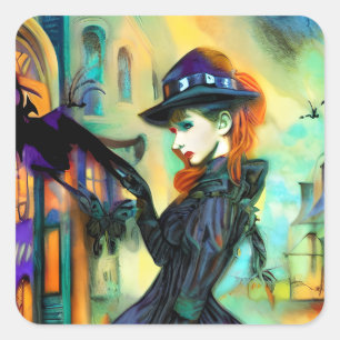 Sticker Carré Anglaise Femme du milieu du siècle