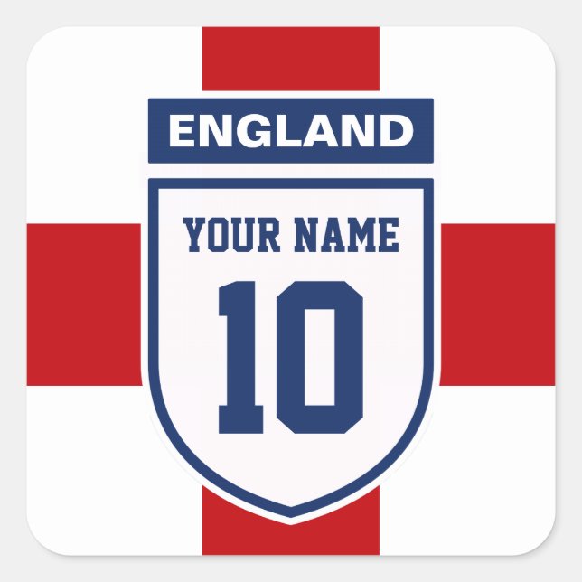 Sticker Carré Angleterre Allegiance Fans - Nom personnalisable N (Devant)