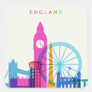 Sticker Carré Angleterre Skyline