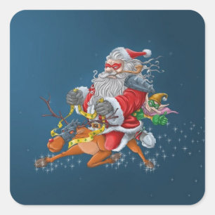 Sticker Carré Angry Santa Claus