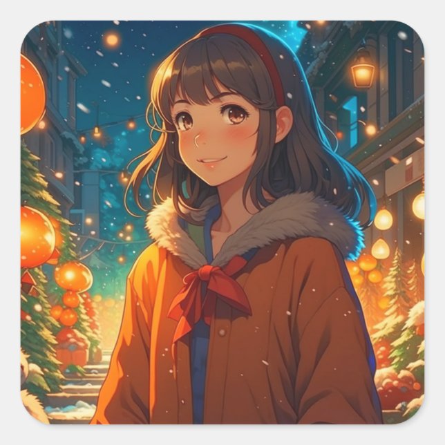 Sticker Carré Ani-incroyable jeu d'animations de Noël (Devant)