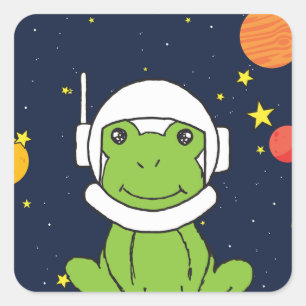 Sticker Carré Animal Astronaute De Grenouille Avec Casque Spatia