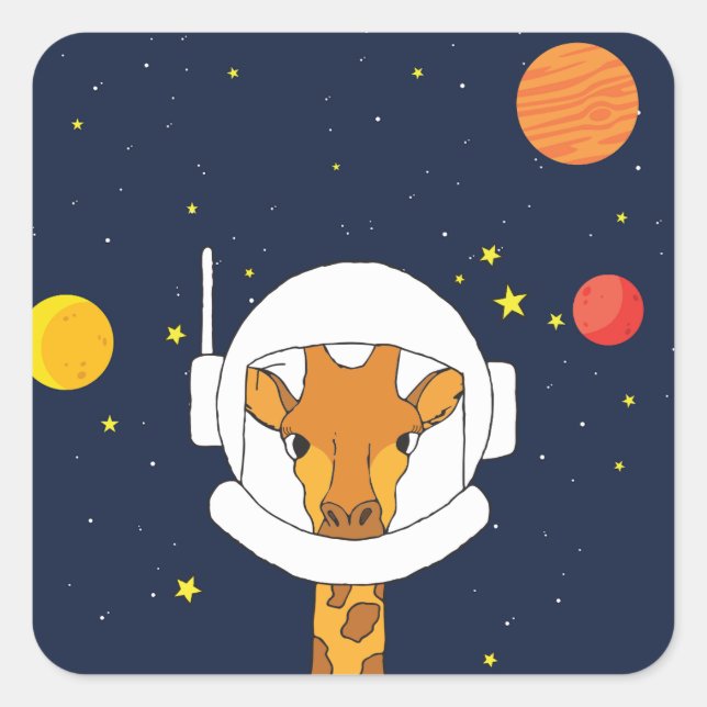 Sticker Carré Animal astronaute girafe avec Clipart casque spati (Devant)